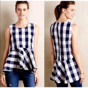 Anthropologie HD in Paris plaid peplum blouse 6